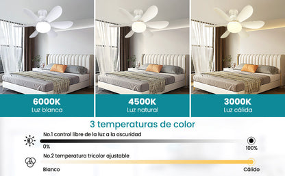 Ventilador de Techo con Luz de Perfil Bajo y Control Remoto