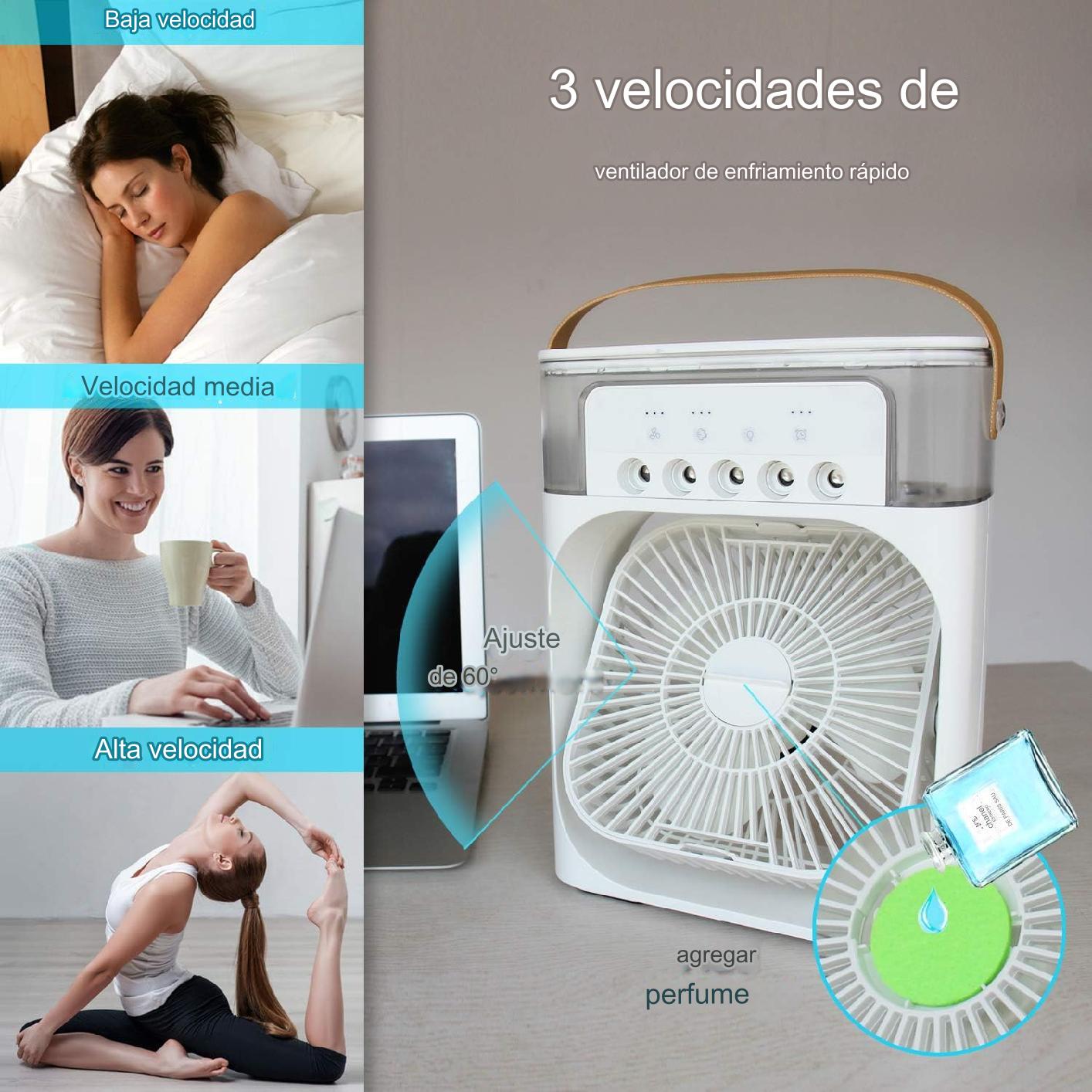 ChillMist™ Aire Acondicionado Portátil, Luz Nocturna y Humidificador de Aire.