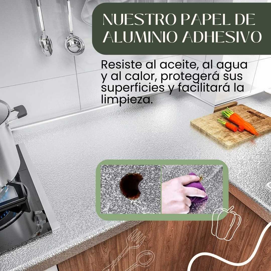 Papel de Aluminio con Adhesivo para Cocina