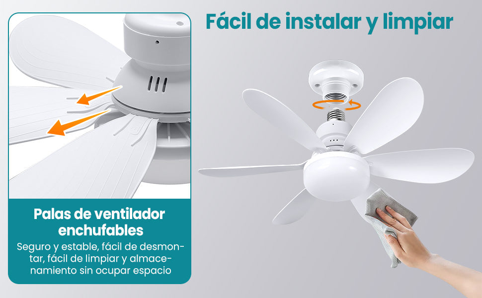 Ventilador de Techo con Luz de Perfil Bajo y Control Remoto