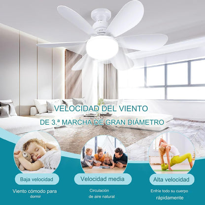 Ventilador de Techo con Luz de Perfil Bajo y Control Remoto