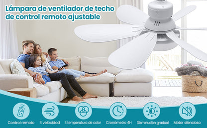 Ventilador de Techo con Luz de Perfil Bajo y Control Remoto