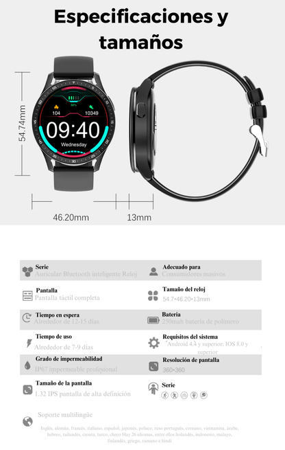 Reloj inteligente 2 en 1 con auriculares