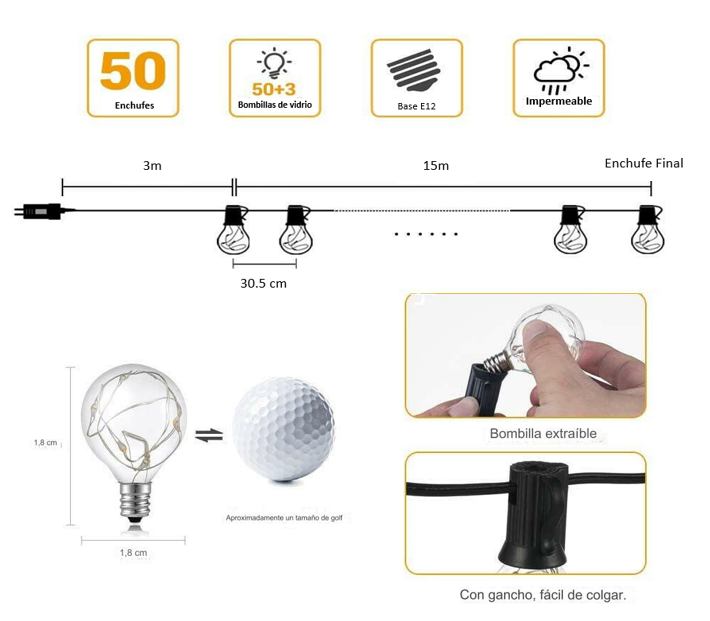 Luces de Hilo Solar Impermeables